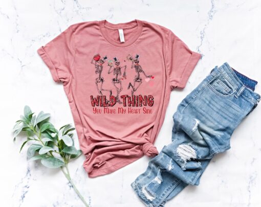 Wild Thing You Make My Heart Sing Shirt,Dancing,Skeletons,Hearts valentines shirt For Women,valentines gift,Gift For Her Valentines Day