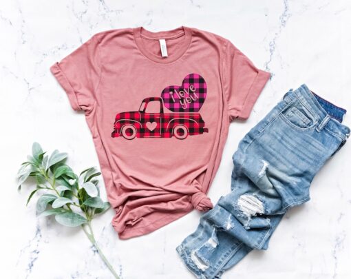 Buffalo Plaid Truck Shirt,Heart Shirt, Love Shirt,I Love You Shirt, Leopard Shirt, Leopard Print Shirt, Leopard Design For Women Shirt