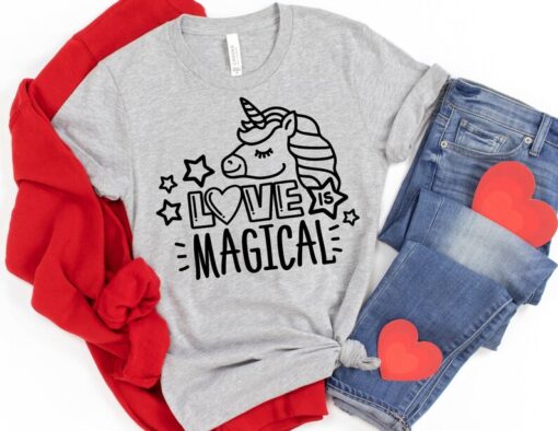 Love is Magical Shirt, Valentines Day Shirt, Unicorn Love Shirt, Love Shirt, Unicorn Valentine's Day Shirt, Valentines Day T-shirt