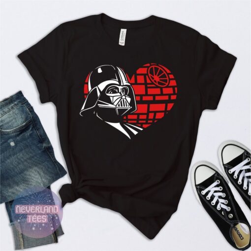 Darth Vader Death Star Heart Valentine Shirt, Mickey Valentine Shirt, Disney Valentine's Day Shirt, Star Wars Valentine Shirt