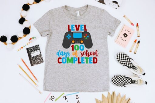 Level 100 Days of School Completed, Teacher Gifts, Teacher Appreciation, 100 Days Brighter, Back to School Shirt