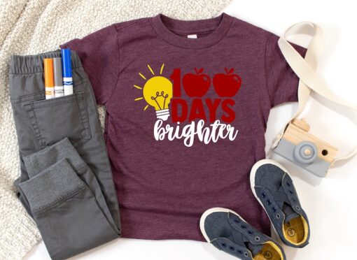 100 Days Brighter Shirt, 100 Days Of School, Teacher Gifts, Teacher Appreciation, 100 Days Brighter