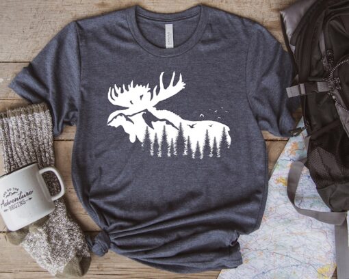 Moose Mountain Unisex Shirt, Adventure is Calling Hiking Tee, Outdoor Shirt, Wilderness Graphic Tee