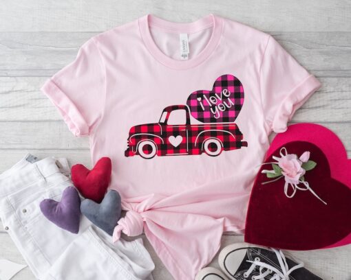 Buffalo Plaid Truck Shirt,Heart Shirt, Love Shirt,I Love You Shirt, Leopard Shirt, Leopard Print Shirt, Leopard Design For Women Shirt