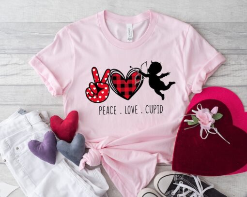 Peace Love Cupid Shirt ,Love is Tee Peace Shirts ,Valentines Day Gift for him gift for her,Valentine Gift Shirt,Gift For My Wife