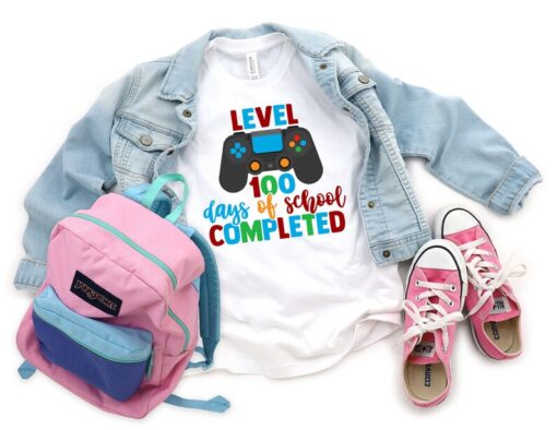 Level 100 Days of School Completed, Teacher Gifts, Teacher Appreciation, 100 Days Brighter, Back to School Shirt