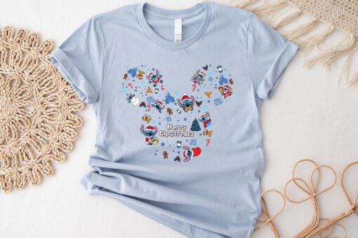 Disney Stitch Merry Christmas shirt, Cute Stitch Christmas Shirt, Family Christmas T-Shirt, Christmas Gift