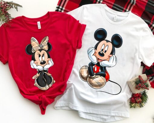 Mickey and Minnie Mouse Plaid Shirt / Disney Valentine's Day T-shirt / Disneyland Couple Matching Tee