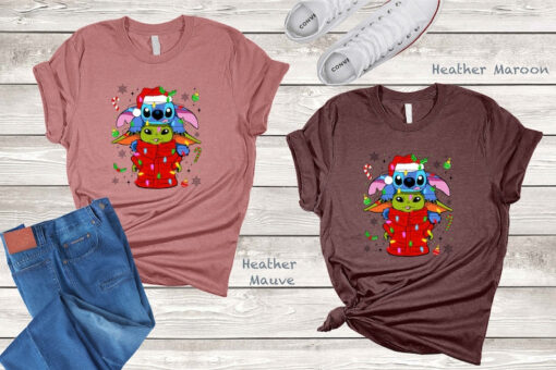 Christmas Baby Yoda and Stitch, Disney Christmas Shirts, Disneyworld Family Shirts, Merry Christmas Shirt