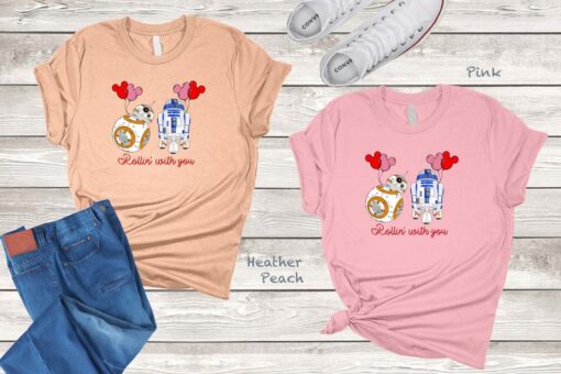 Rollin with you shirt, Disney Valentine Shirt, Mickey and Minnie Shirt, Valentine Balloon Shirt