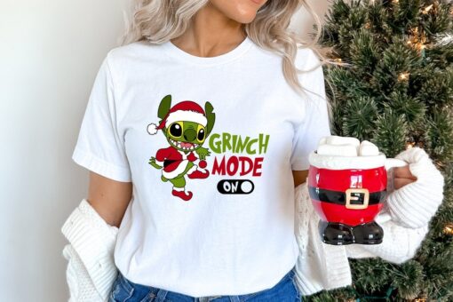 Christmas Stitch Grinch Mode On Shirt, Gift For Christmas, Disney Grinch Christmas T-Shirts, Merry Christmas Shirt