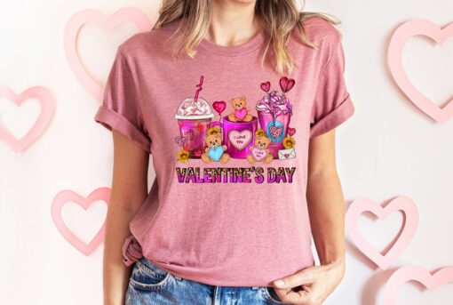 Valentines Day Coffee Cups Shirt,Valentines Day Shirts For Woman,Latte Valentine Shirt,Valentines Day Gift,Happy Valentine's Day Shirt