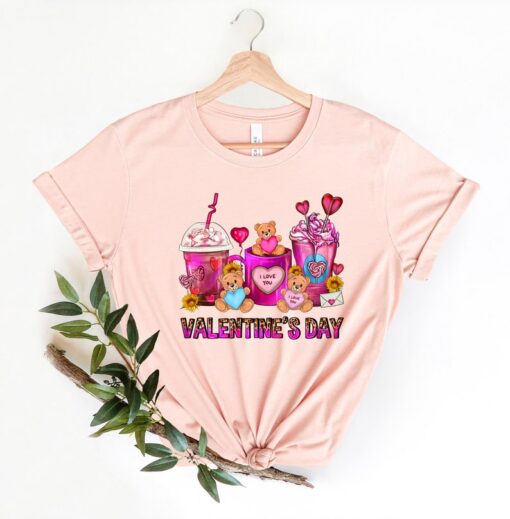 Valentines Day Coffee Cups Shirt,Valentines Day Shirts For Woman,Latte Valentine Shirt,Valentines Day Gift,Happy Valentine's Day Shirt