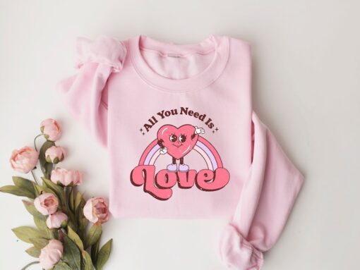 All You Need is Love Valentines Shirt,Valentines Day Shirts For Woman,Hippie Valentine Shirt,Valentines Day Gift,Happy Valentine's Day Shirt