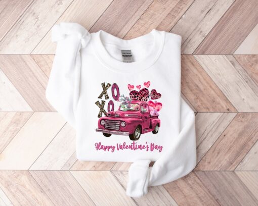 Valentine Truck Sweatshirt,Xoxo Valentines Day Shirts For Woman,Heart Shirt,Cute Valentine Shirt,Valentines Day Gift,Valentines Gift