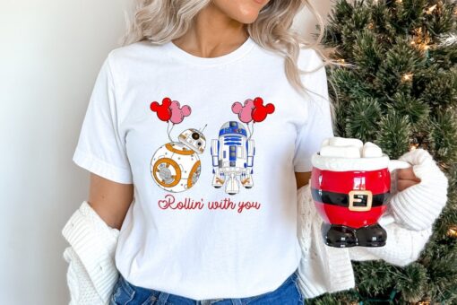 Rollin with you shirt, Disney Valentine Shirt, Mickey and Minnie Shirt, Valentine Balloon Shirt