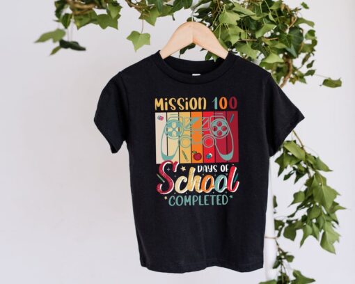 Mission 100 Days of School Completed T-Shirt,Gift for Kids,100th Day Of School ,Hundredth Day Shirt,Mission 100 Days