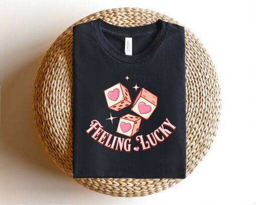 Feeling Lucky Valentine Shirt, Retro Romantic Valentines Day Gif,Dice Shirt,Retro Valentines Sweatshirt,Valentines Dice Shirt,Valentine Tee