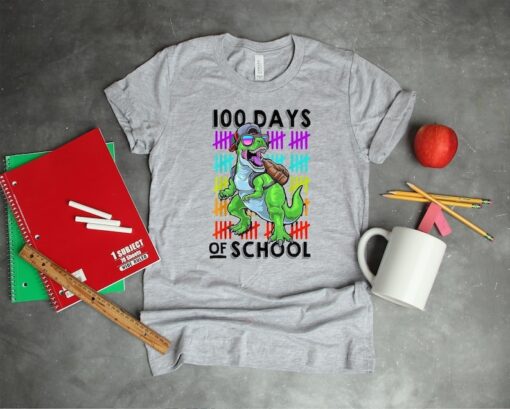 100 Days of School Shirt, Dinosaur 100 Days of School Shirt, Teacher Gift, Kindergarten Tshirt, Back To School Tshirt