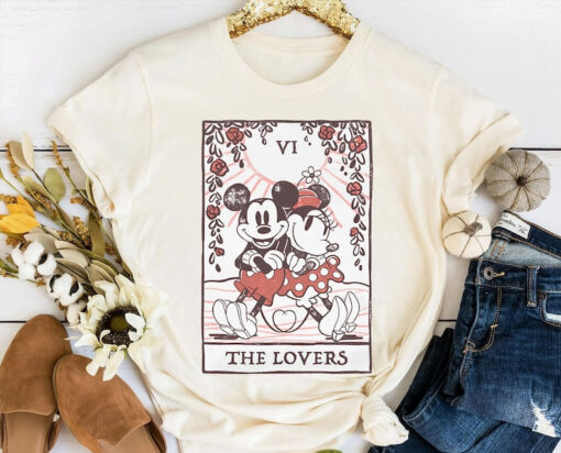 Retro Mickey and Minnie Mouse Tarot Card The Lover Shirt / Disney Valentine's Day T-shirt / Disneyland