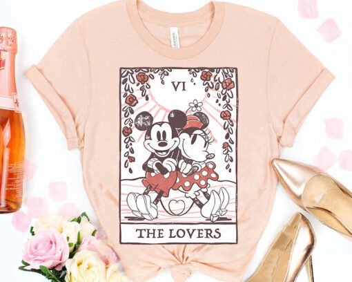 Retro Mickey and Minnie Mouse Tarot Card The Lover Shirt / Disney Valentine's Day T-shirt / Disneyland