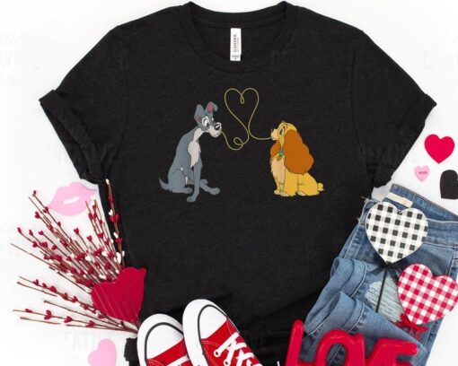 Lady And The Tramp Bella Notte Shirt / Disney Love Heart Tee / Disney Valentine's Day T-shirt