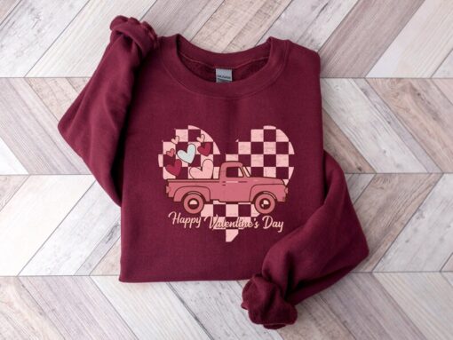 Happy Valentines Day Sweatshirt, Truck Valentine Sweater, Valentine Shirt, Retro Shirt, Gift For Woman