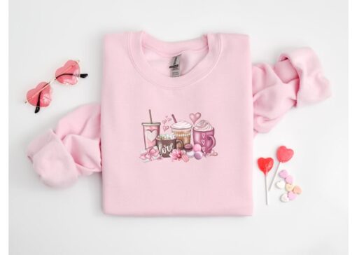 Valentines Day Sweatshirt, Valentine Coffee Sweatshirt, Cute Valentines Day Sweat, Womens Valentines Day Sweater, Valentines Sweatsirt