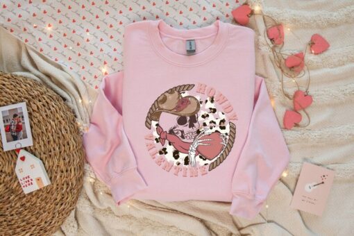 Howdy Valentine Sweatshirt, Skeleton Shirt, Funny Valentine Sweatshirt, Valentines Sweater, Love Shirt, Gift For Her