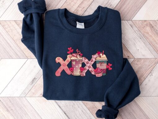 XOXO Coffee Sweatshirt, Valentines Day Sweatshirt, Coffee Shirt, XOXO Shirt, Crewneck Sweater, Plus Size Sweatshirt, Gift For Valentine