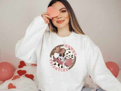 Howdy Valentine Sweatshirt, Skeleton Shirt, Funny Valentine Sweatshirt, Valentines Sweater, Love Shirt, Gift For Her