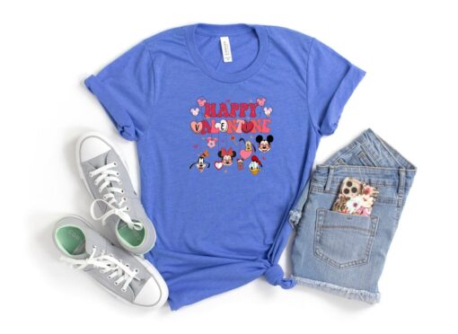 Disney Characters Head Happy Valentine Shirt, Mickey And Friends Happy Valentine's Day Shirt Hoodie Sweatshirt, Cute Disney Valentine Gift