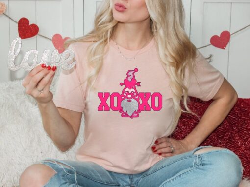 XOXO Valentine Gnome Tshirt, Cute Gnomies Tshirt, Valentines T-shirt, Cute Valentine Tee, Love Gnome Shirt, Heart Valentine's Crewneck