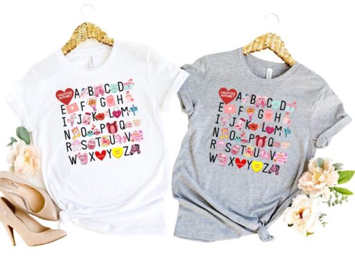 Alphabet Valentine Shirt, Teacher Valentine Shirt, Valentines Day Shirt for Teachers, Teacher Valentine's Day