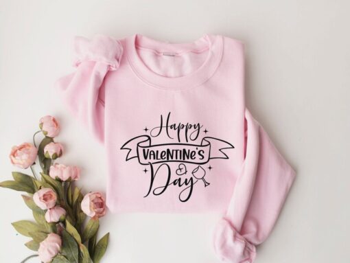 Happy Valentine's Day Sweatshirt, Valentine Sweatshirt, Retro Sweatshirt, Valentine's Day Gift, Crewneck Sweatshirt