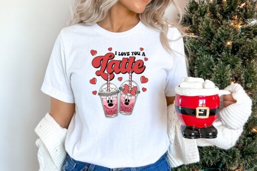 I Love You a Latte Shirts, Mickey and Minnie Shirt, Valentine’s Shirt, Coffee Lovers Shirt, Valentine’s Day Shirt, Funny Coffee Shirt