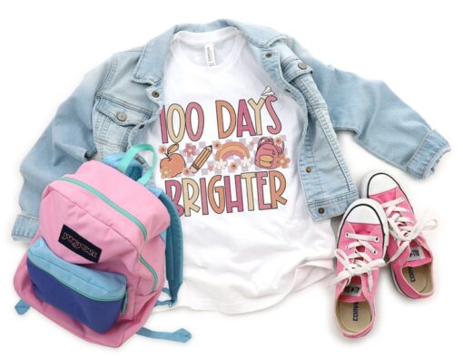 100 Days Brighter Shirt, 100 Days Of School, Teacher Gifts, Teacher Appreciation, 100 Days Teacher Shirt