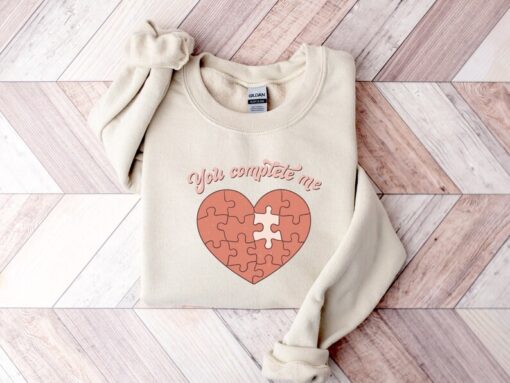 You Complete Me Sweatshirt, Valentines Day Sweatshirt, Valentine Shirt, Retro Sweatshirt, Heart Sweater, Forever Love Shirt, Gift Wife