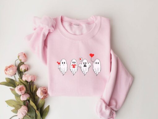 Ghost Sweatshirt, Valentine Sweatshirt, Cute Ghost Shirt, Crewneck Sweatshirt, Funny Sweater, Vintage Valentine, Gift For Valentine