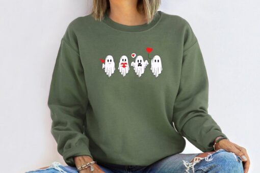 Ghost Sweatshirt, Valentine Sweatshirt, Cute Ghost Shirt, Crewneck Sweatshirt, Funny Sweater, Vintage Valentine, Gift For Valentine