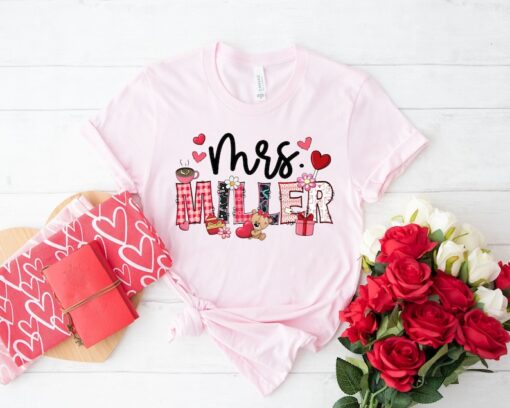 Personalized Teacher Valentine Shirt, Custom Teaching Love Valentine Gift For Teacher