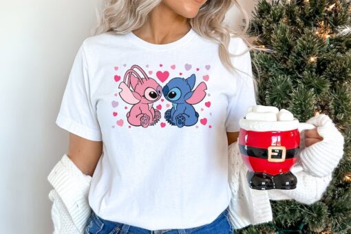 Angel and Stitch Valentine Shirt, Stitch Valentine Shirt, Valentines Shirt, Disney Valentine Shirt