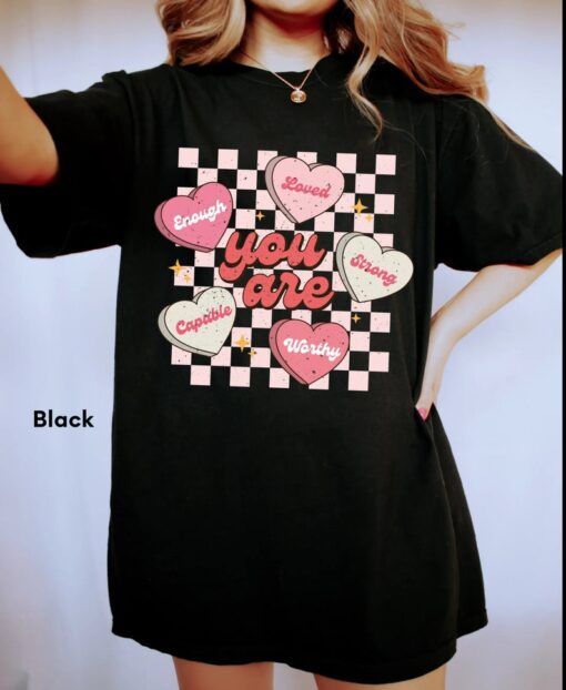 Comfort Colors® Valentine Heart Shirt,Retro Love Shirt,Love T-Shirt,Xoxo Shirt,Valentines Day Gift,You Are Enough Shirt,Bestseller