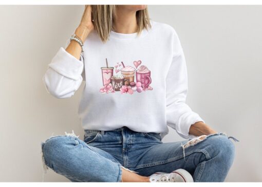 Valentines Day Sweatshirt, Valentine Coffee Sweatshirt, Cute Valentines Day Sweat, Womens Valentines Day Sweater, Valentines Sweatsirt