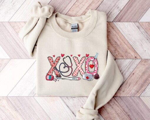 XOXO Nurse Sweatshirt, Valentines Day Shirt, Sweatshirt For Nurse, Valentines Day Gift for Nurse