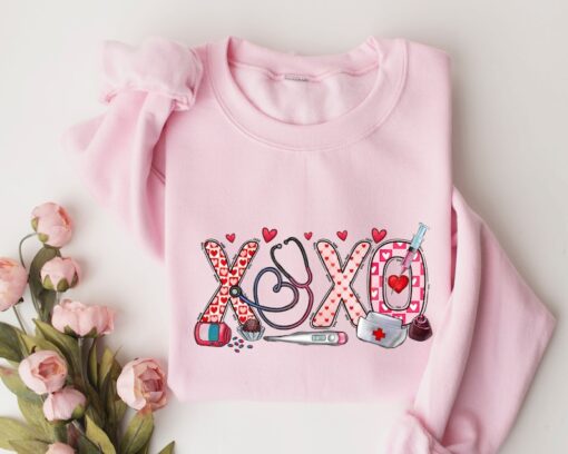 XOXO Nurse Sweatshirt, Valentines Day Shirt, Sweatshirt For Nurse, Valentines Day Gift for Nurse