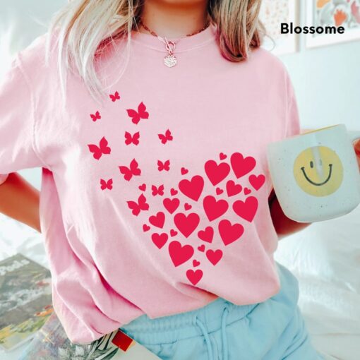 Comfort Colors® Heart and Butterfly Valentines Shirt,Love Heart Shirt,Valentine Shirt,Gift For Her,V-Day Hearts Shirt,Valentine's Day Shirt