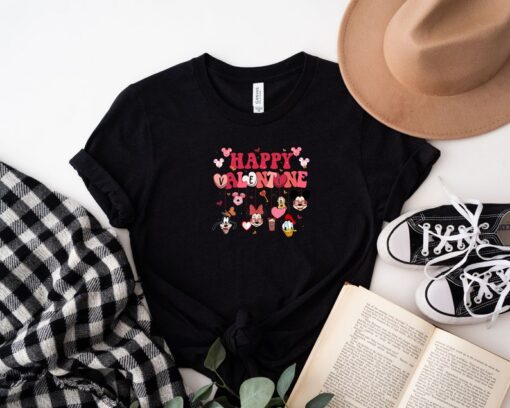 Disney Characters Head Happy Valentine Shirt, Mickey And Friends Happy Valentine's Day Shirt Hoodie Sweatshirt, Cute Disney Valentine Gift