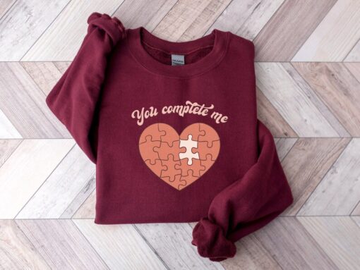 You Complete Me Sweatshirt, Valentines Day Sweatshirt, Valentine Shirt, Retro Sweatshirt, Heart Sweater, Forever Love Shirt, Gift Wife