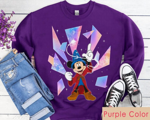 Sorcerer Mickey Disney 100 Years Of Wonder Sweatshirt, Walt Disney Sweatshirt, Fantasia Disneyland 2023 Trip 100th Anniversary